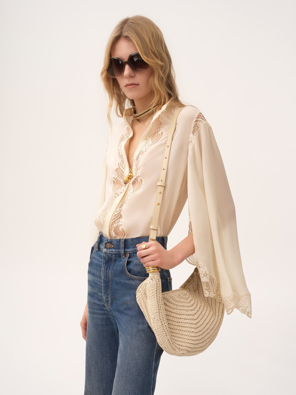 CHLOE Small Bracelet Hobo bag in crochet Deep Ivory