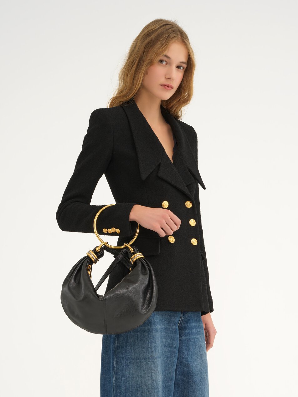 CHLOE Small Bracelet Hobo bag in grained leather Black