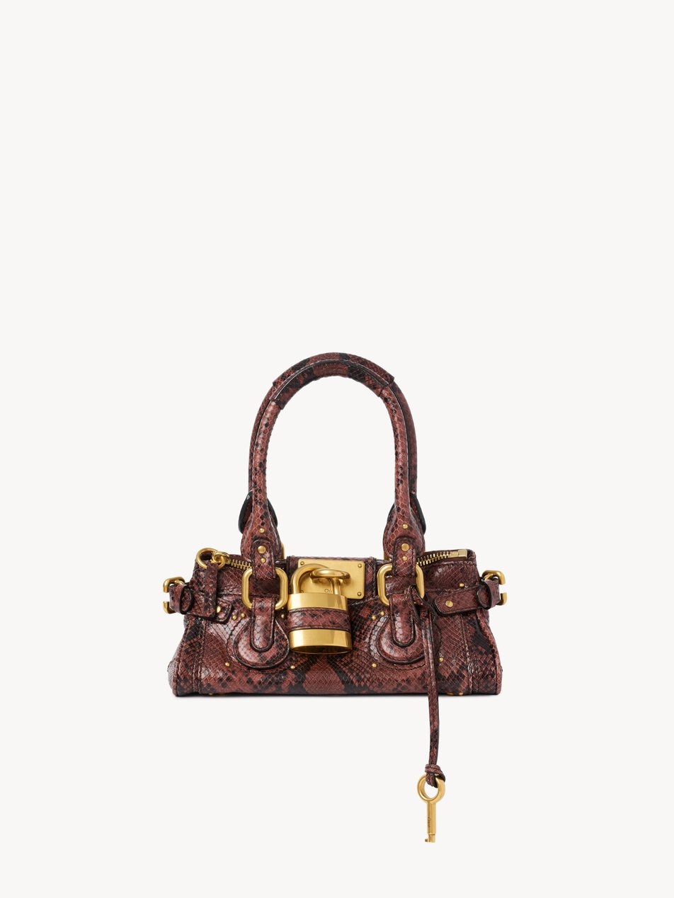 CHLOE Small Paddington bag in python-effect leather Rosewood