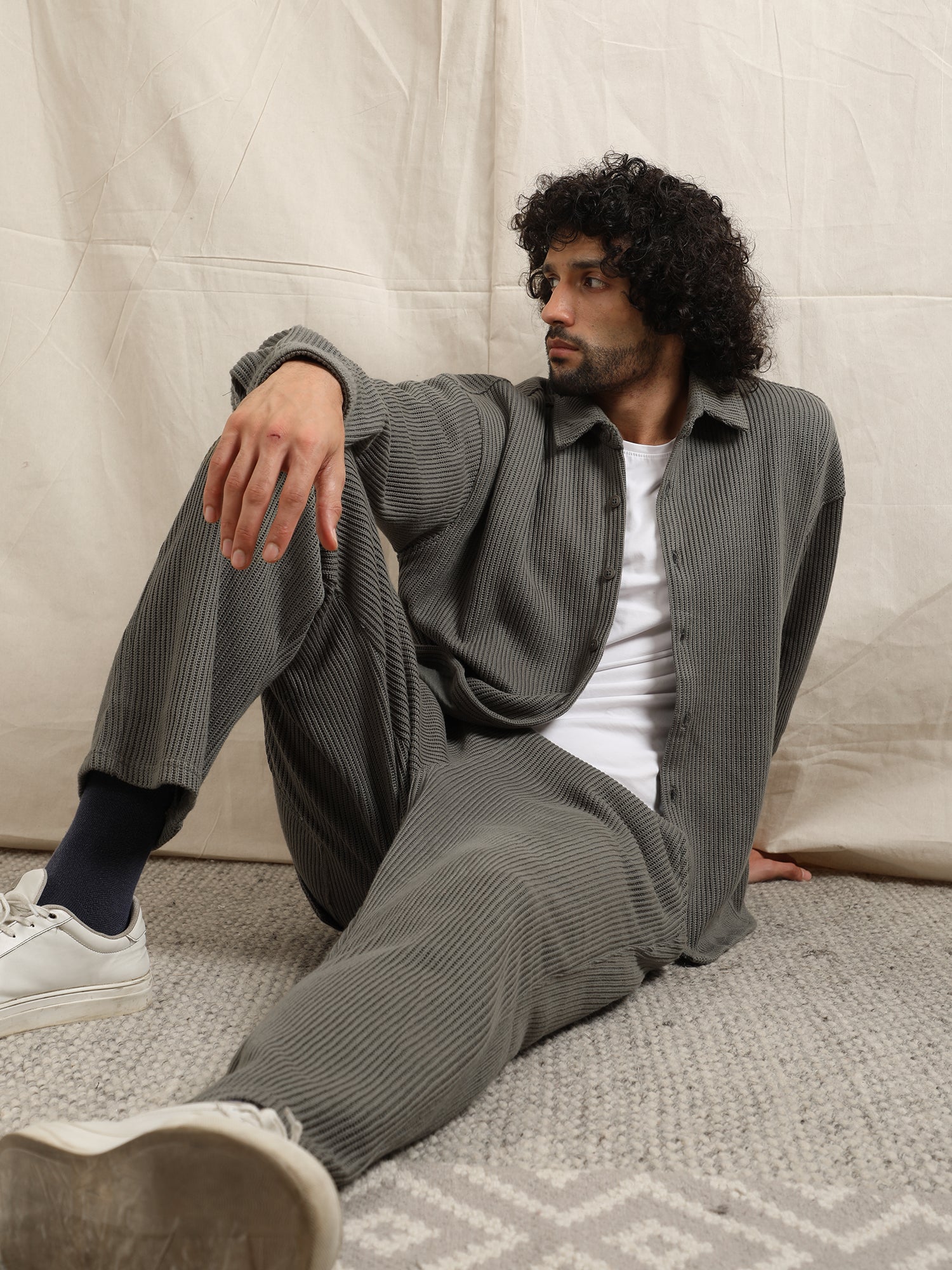 SWEATER KNIT FABRIC PANT(OLIVE)