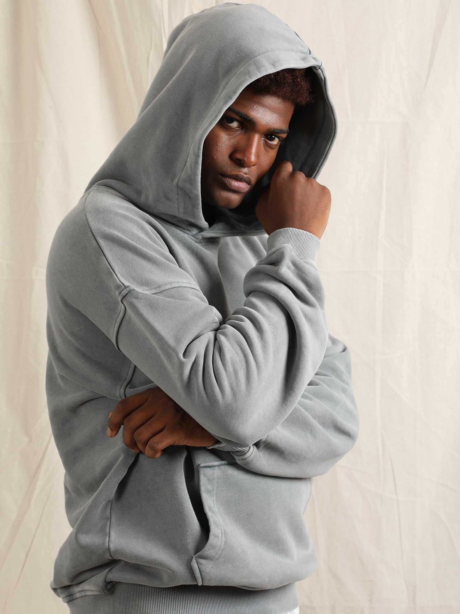 OVERDYED HEAVY WEIGHT HOODIE (GREY BLUE)