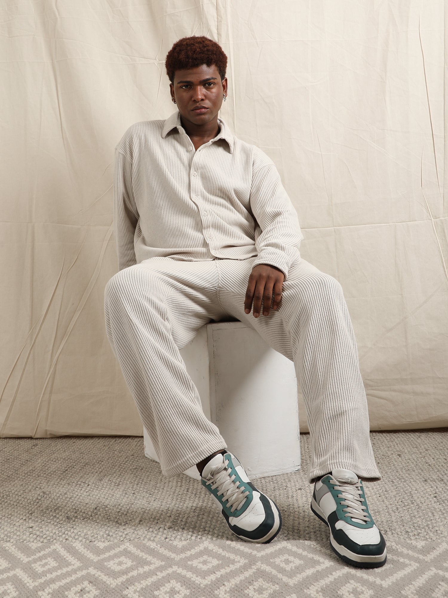 CO-ORD IN SWEATER KNIT FABRIC (CREAM)