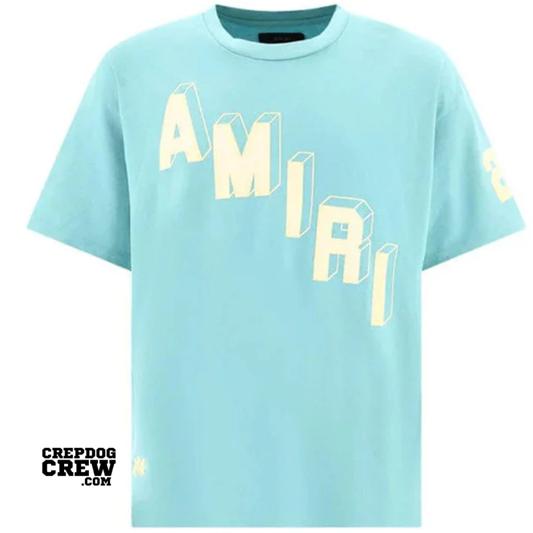 AMIRI FLOCKED LOGO TEE BLUE
