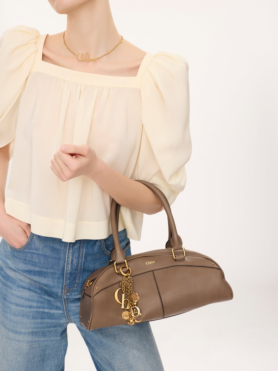 CHLOE bowling bag in soft leather Deep Taupe