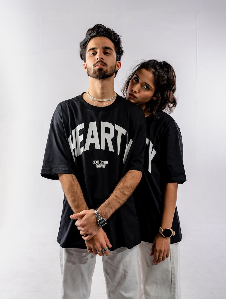 HEARTY SKATE CUSTOMS T-SHIRT BLACK - UNISEX