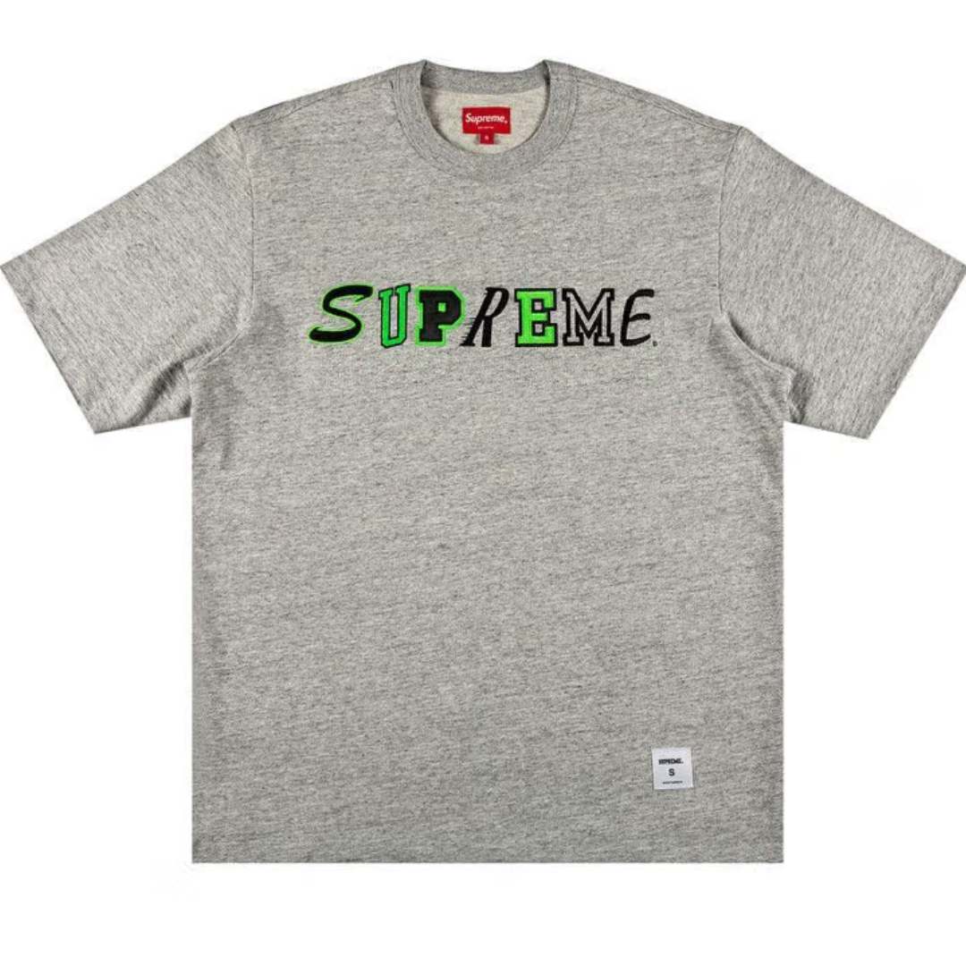 SUPREME COLLAGE LOGO TEE	HEATHER GREY