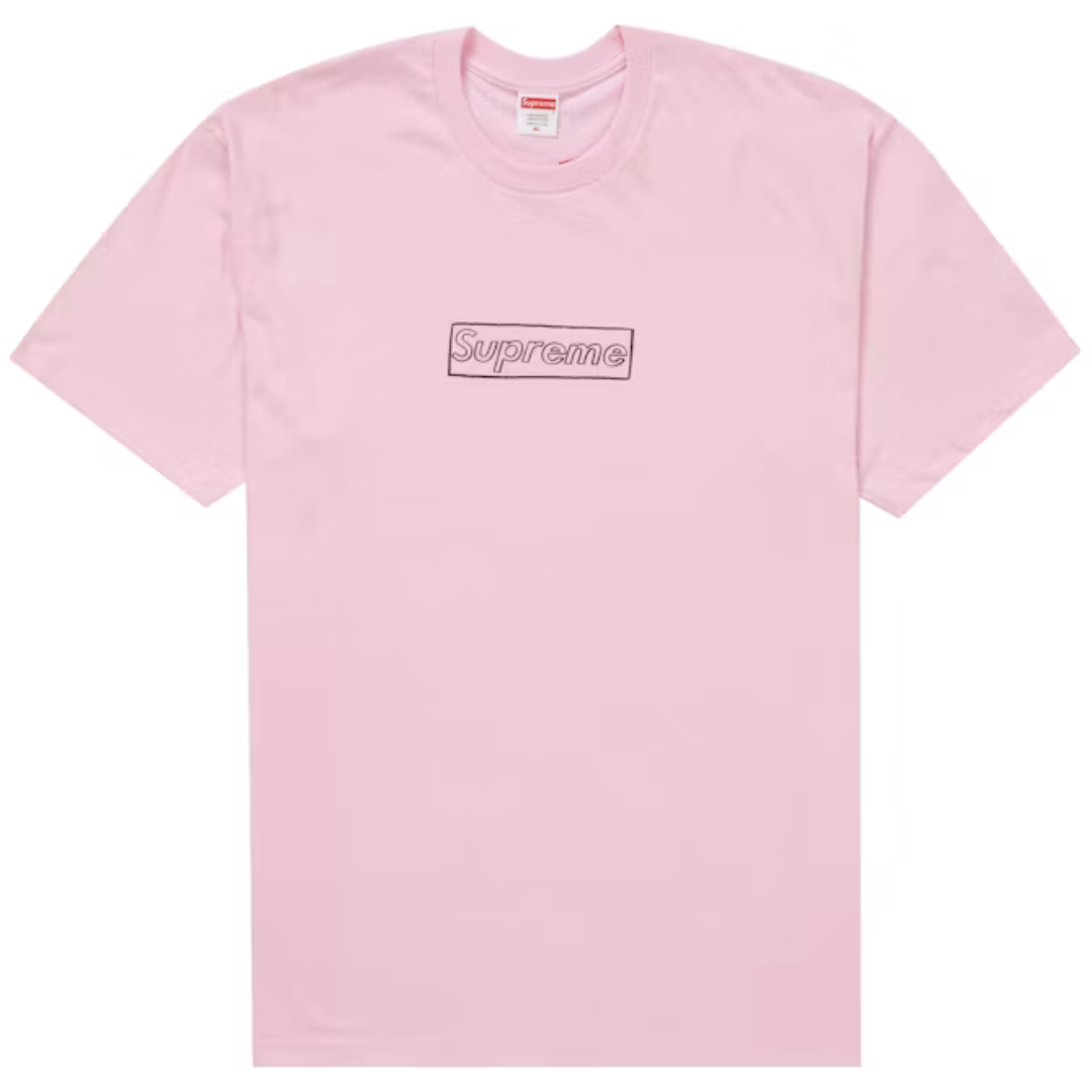 SUPREME KAWS CHALK LOGO TEE LIGHT PINK