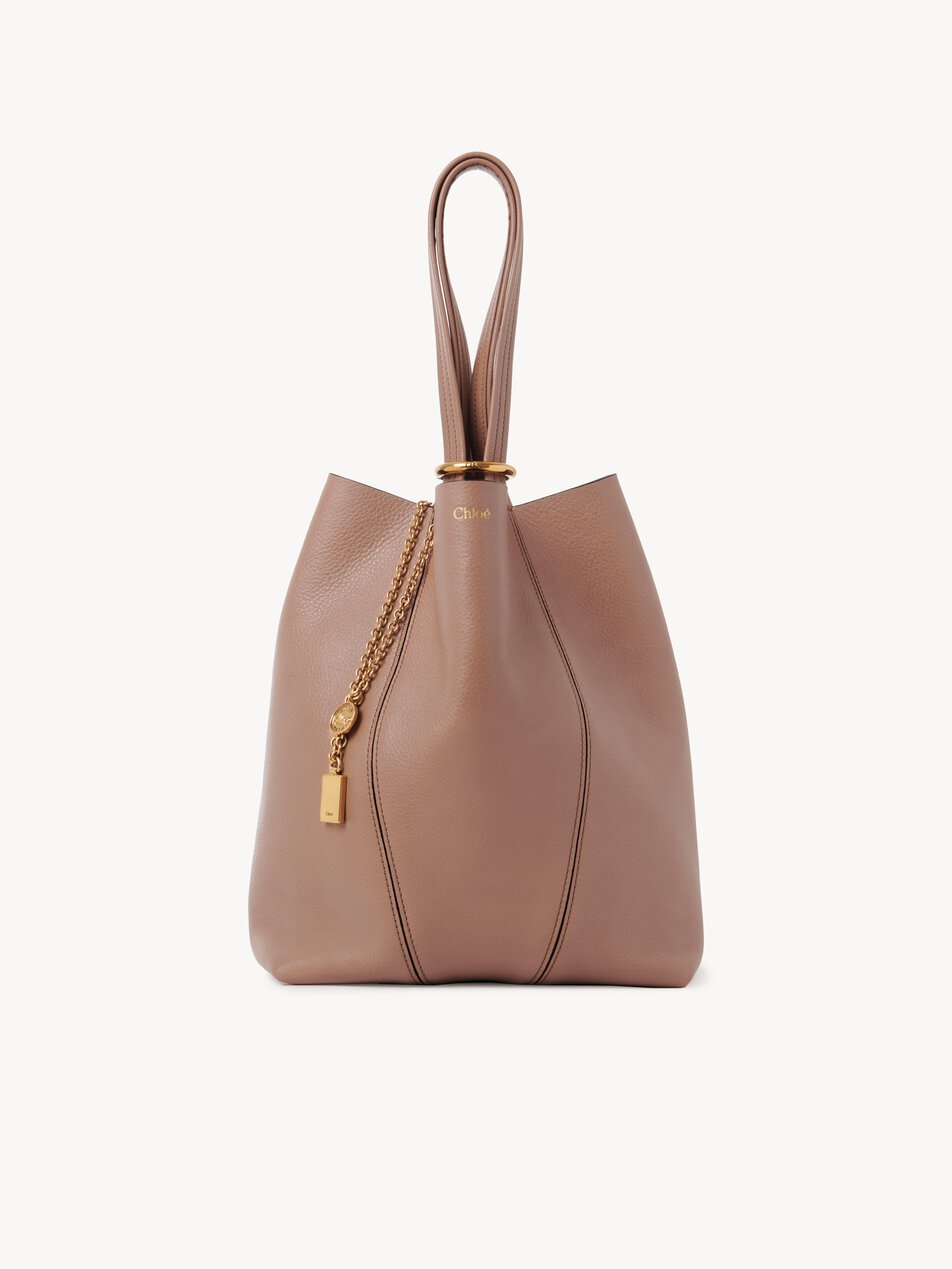 CHLOE Spin tote bag in grained leather Woodrose