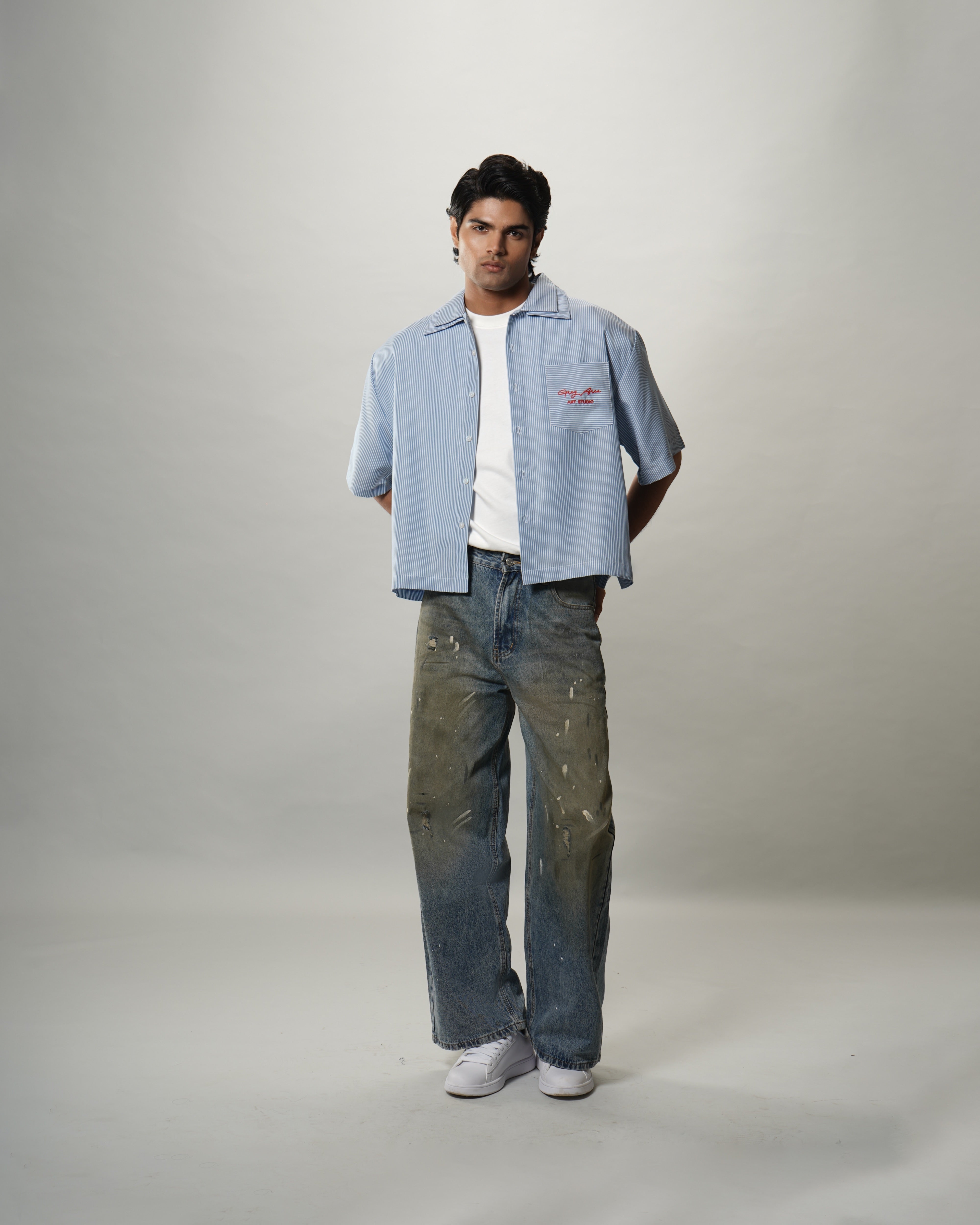 STRIPED CROP FIT SHIRT