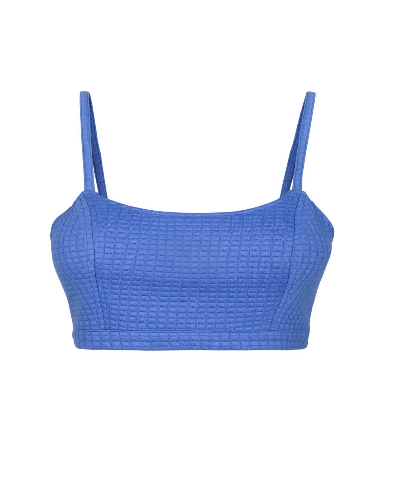 BLUE QUILTED CROP TOP