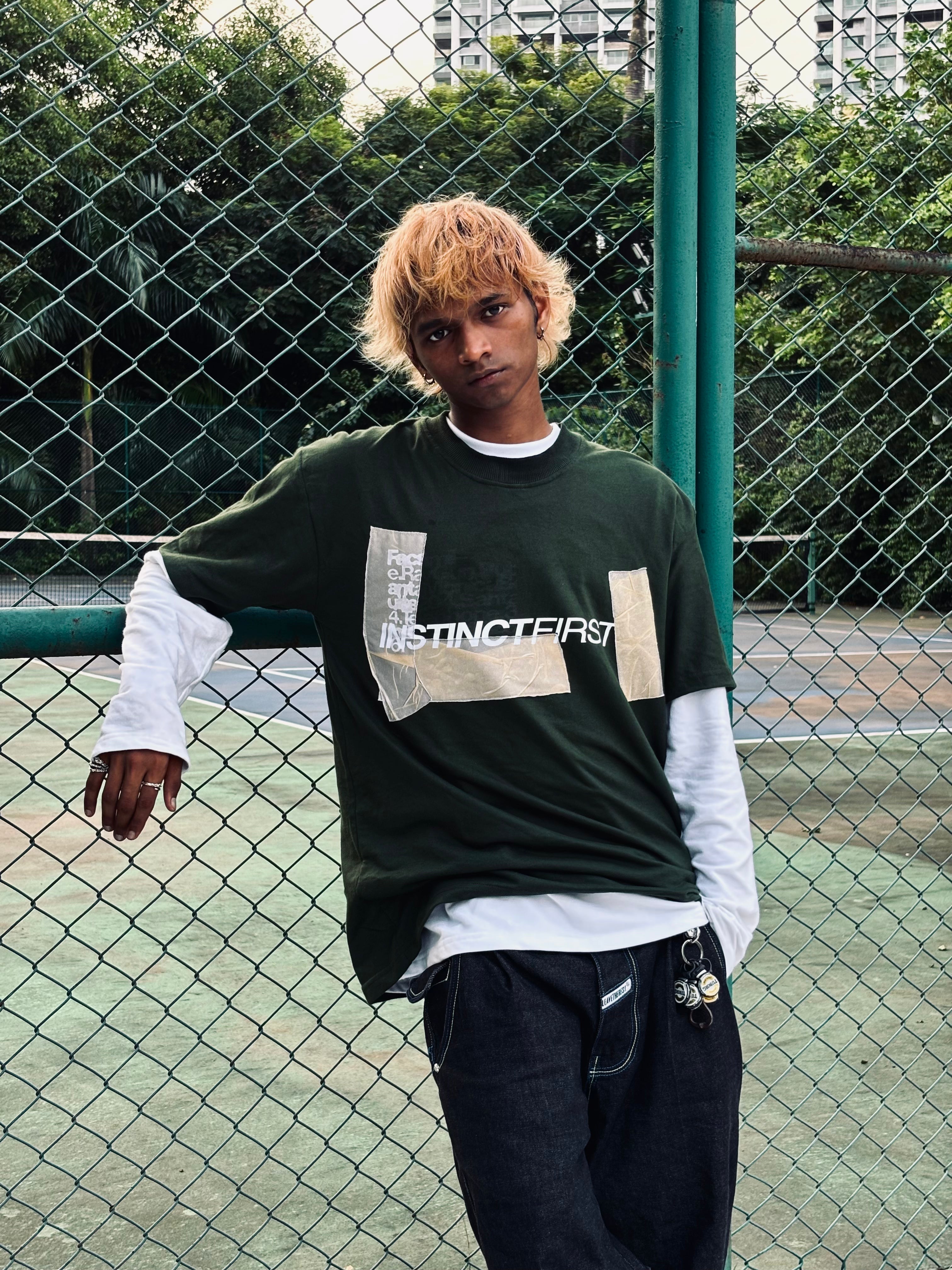 Duct Tape Oversized T-Shirt  - (Bottle Green)