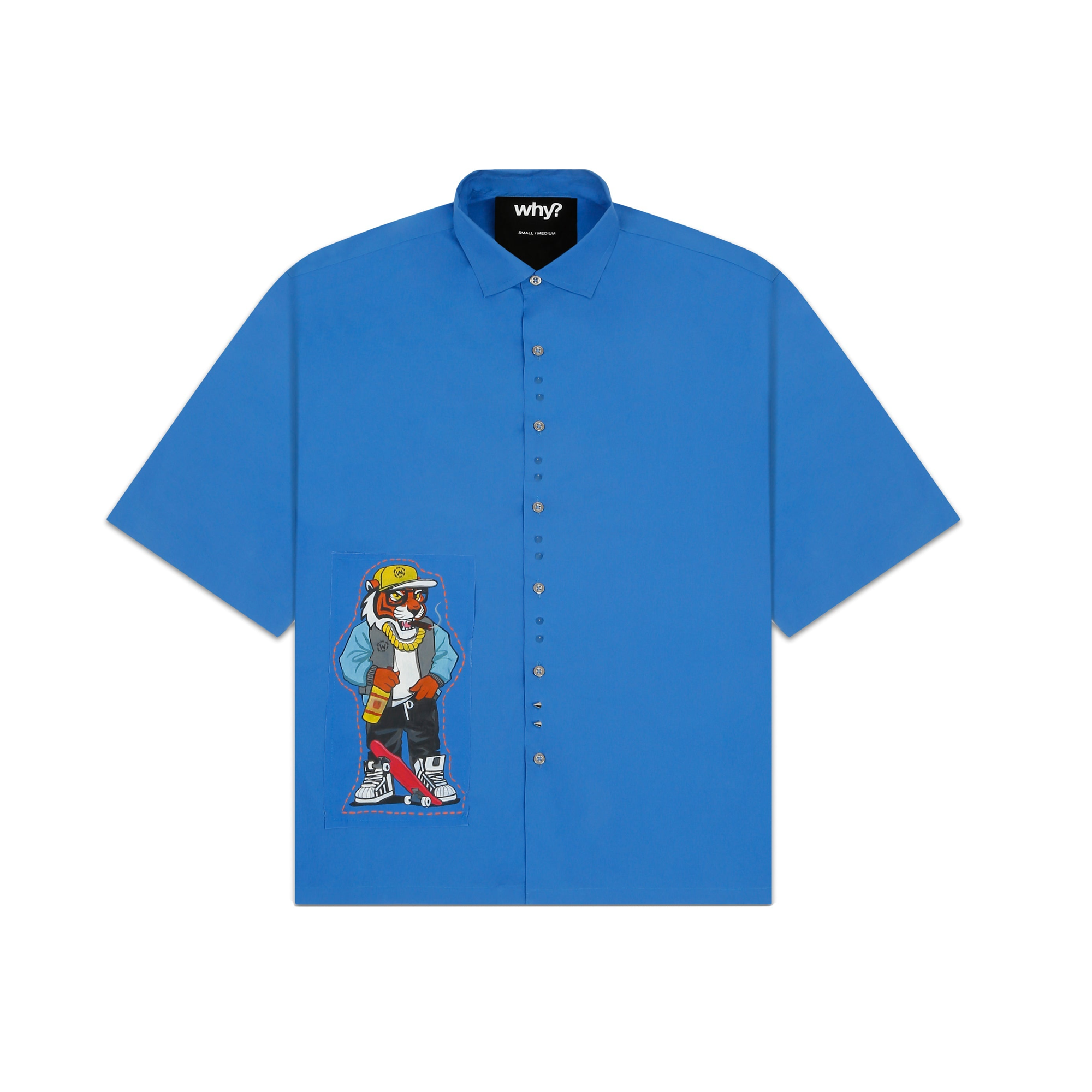 BLUE - SHORT SLEEVE SHIRT "HAND PAINTED"