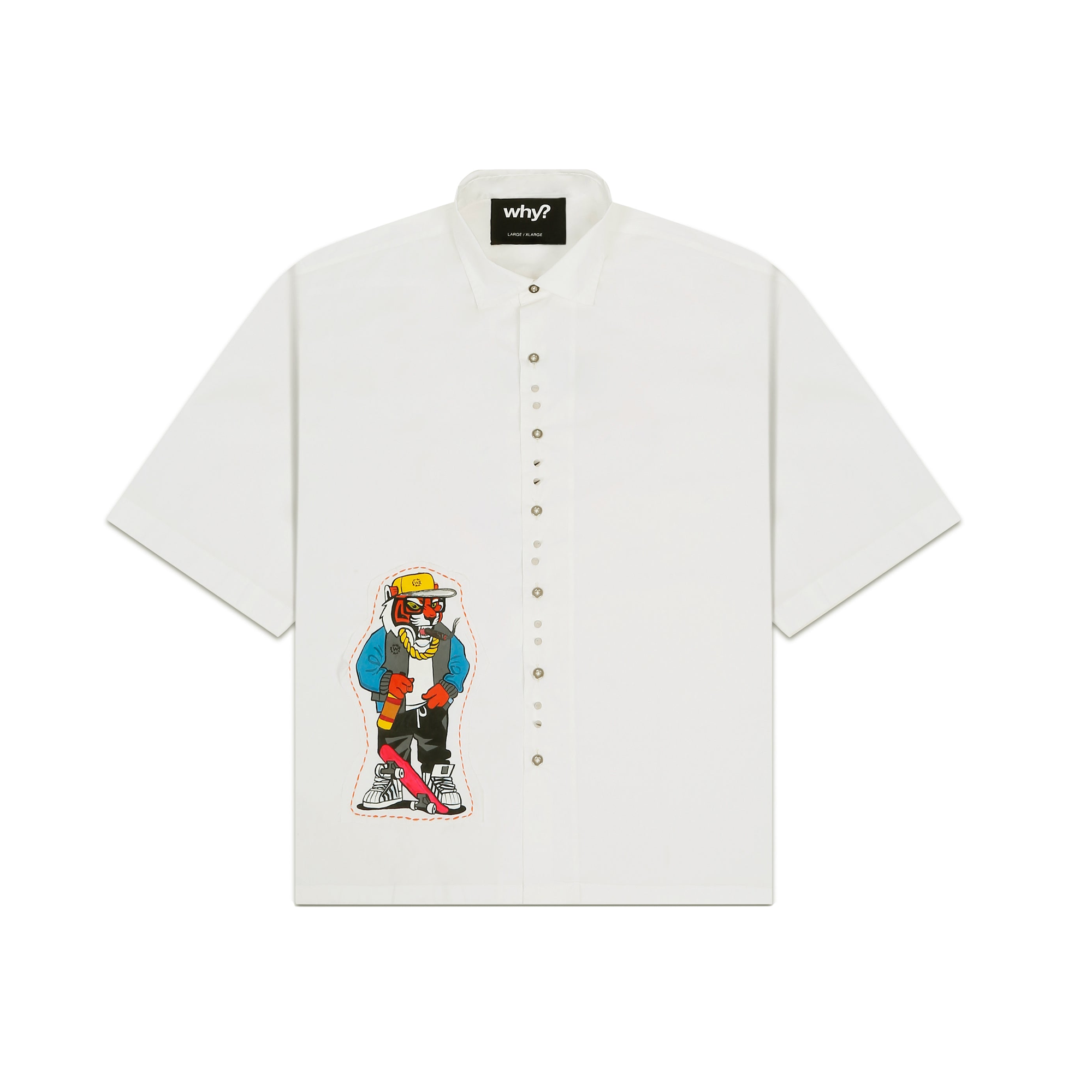 WHITE - SHORT SLEEVE SHIRT "HAND PAINTED"