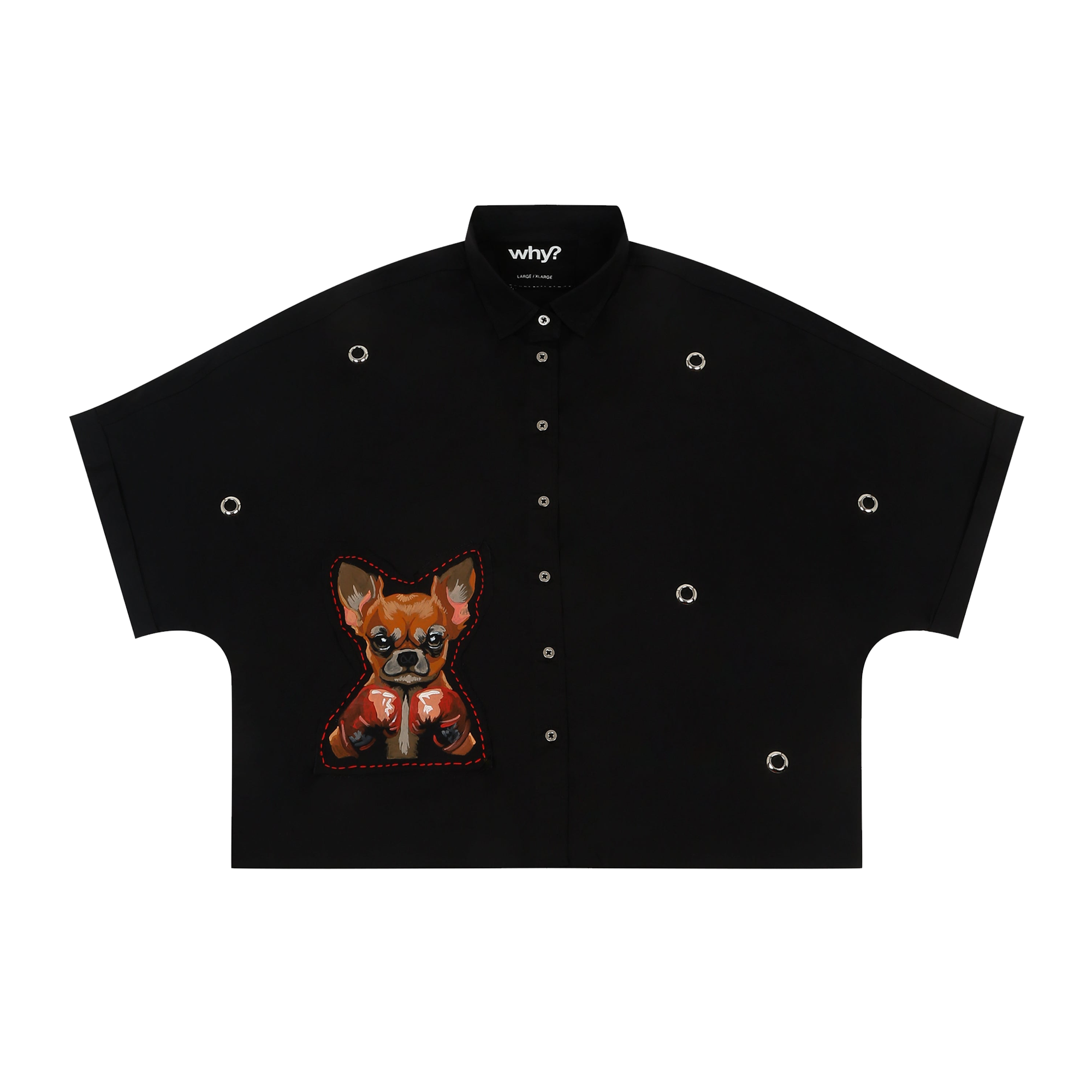 BLACK - KIMONO SLEEVE SHIRT "HAND PAINTED"