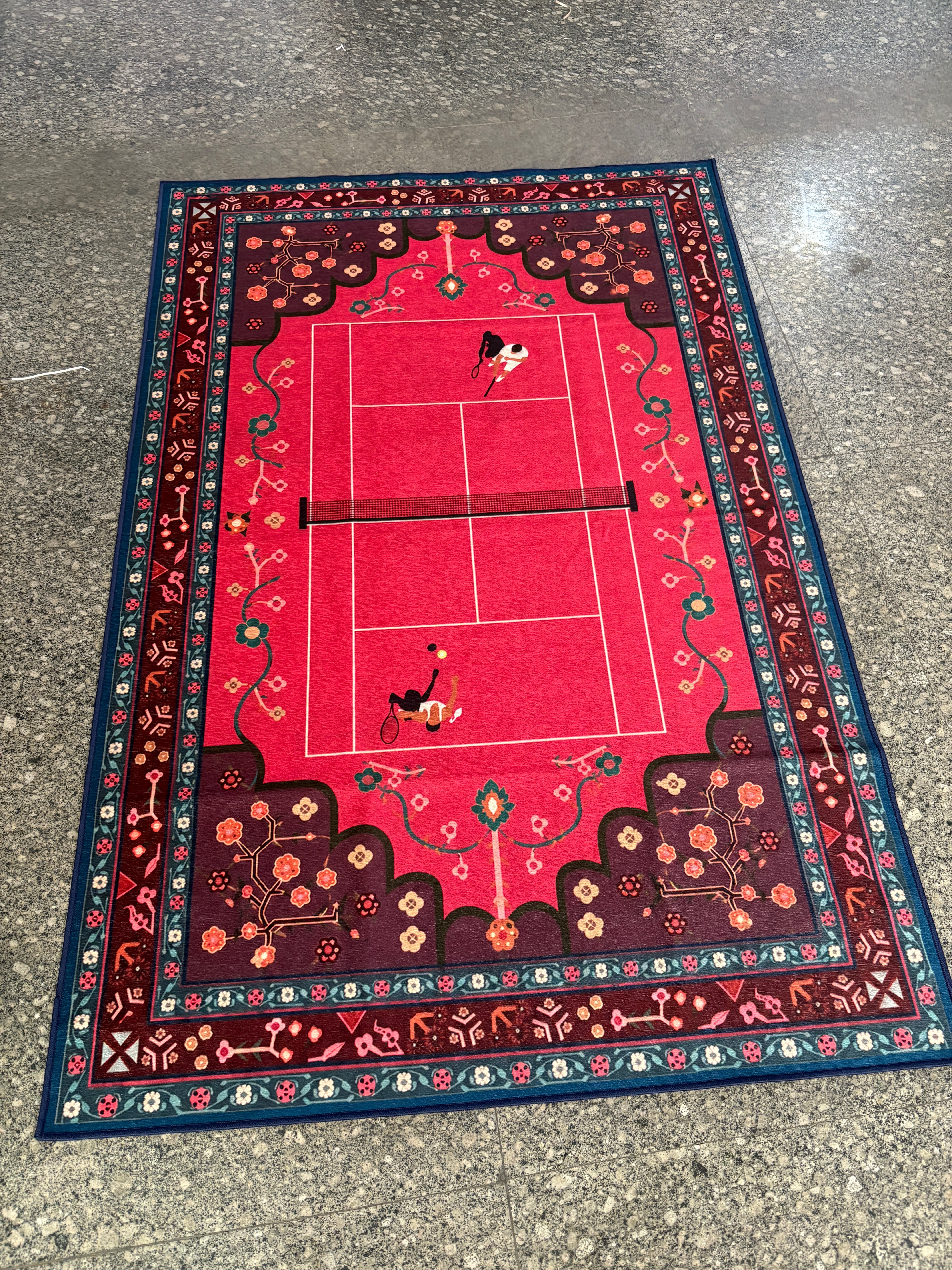 Pink tennis Traditional Washable Rug
