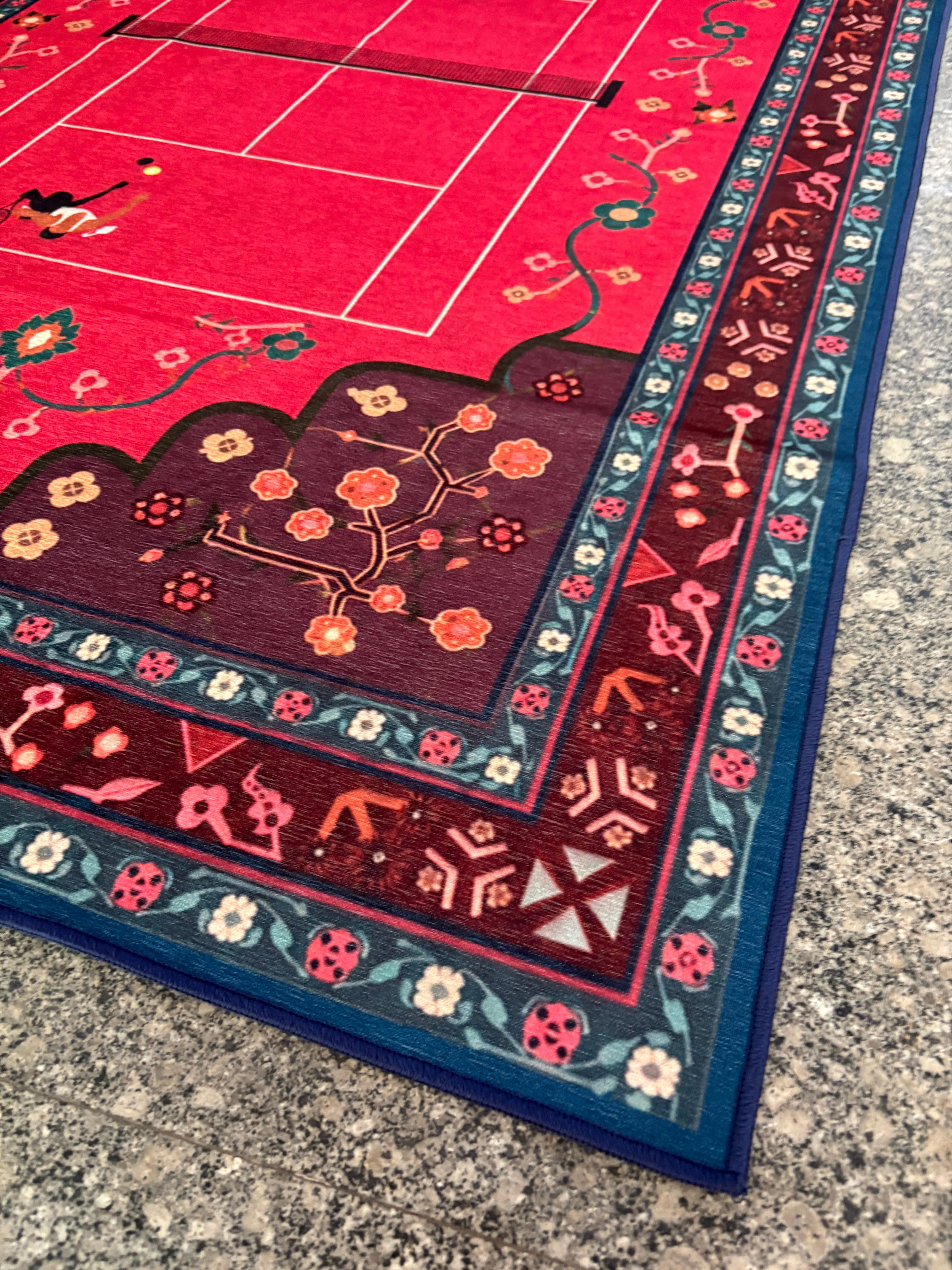 Pink tennis Traditional Washable Rug