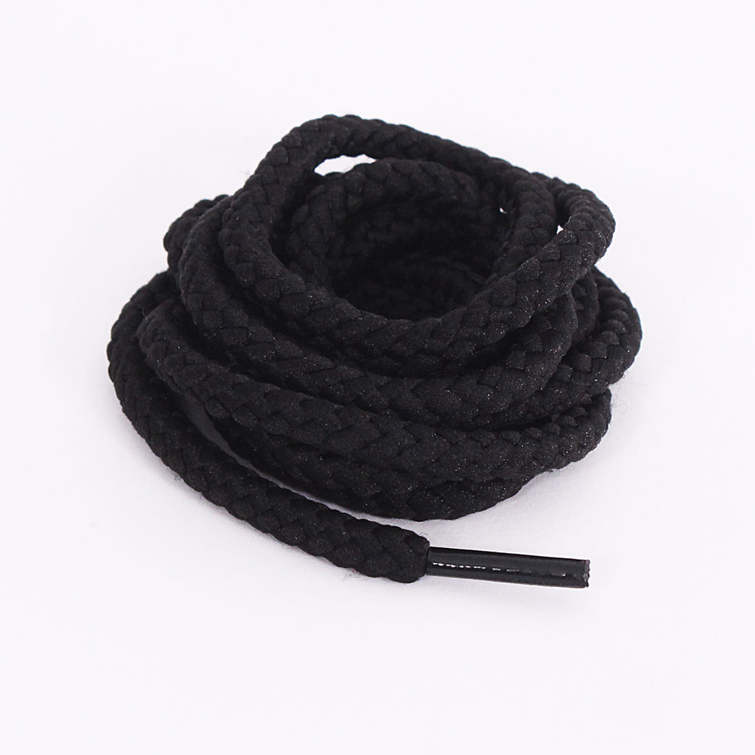 Black Braided Rope Slim Sneaker Laces | Premium Slimcord Shoelaces by KNOTTY
