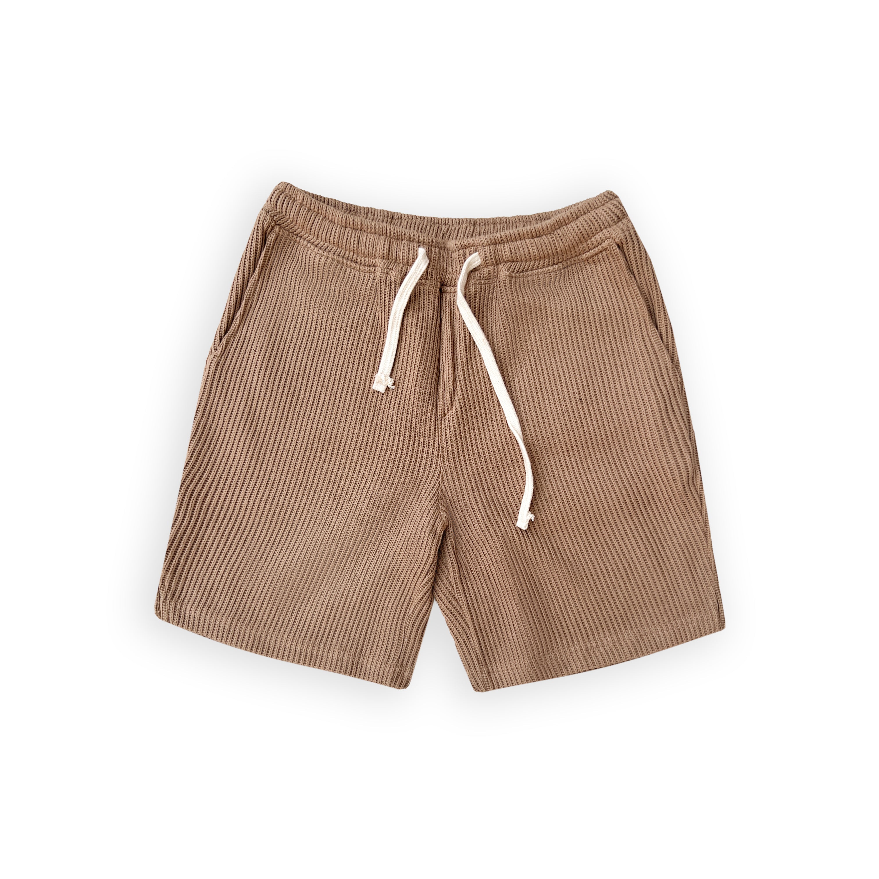 SWEATER KNIT FABRIC SHORTS(BROWN)