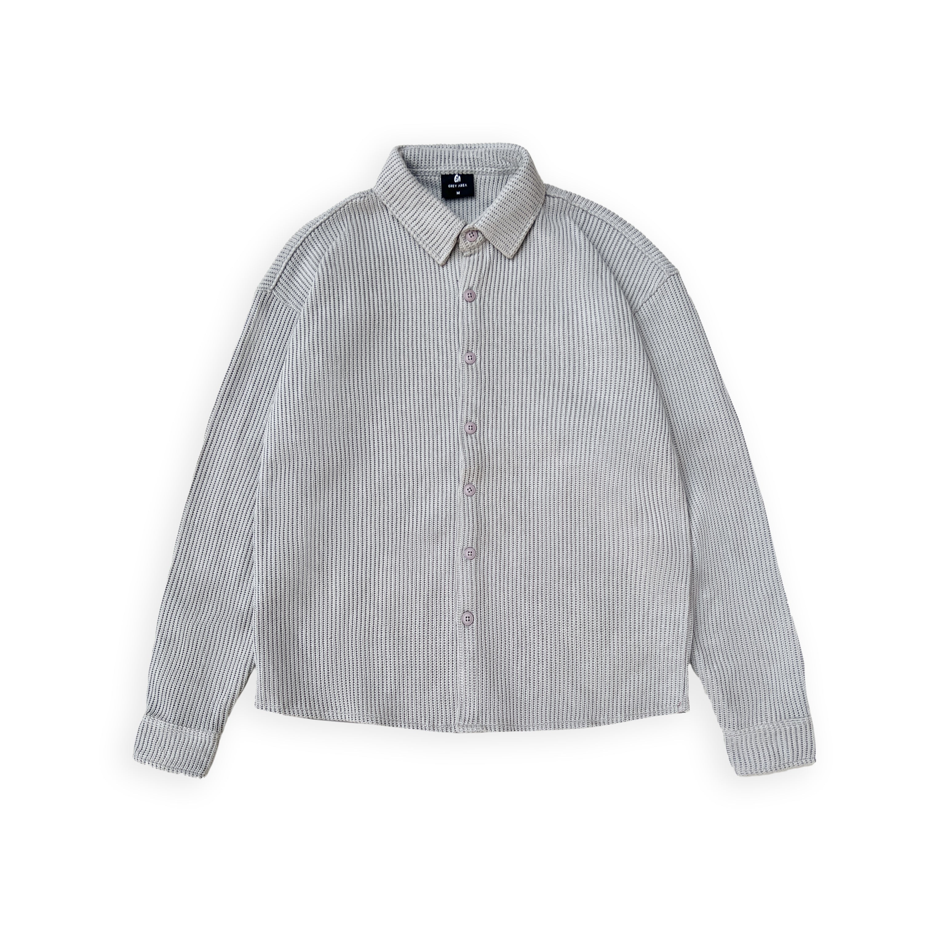 SWEATER KNIT FABRIC SHIRT(LIGHT GREY)