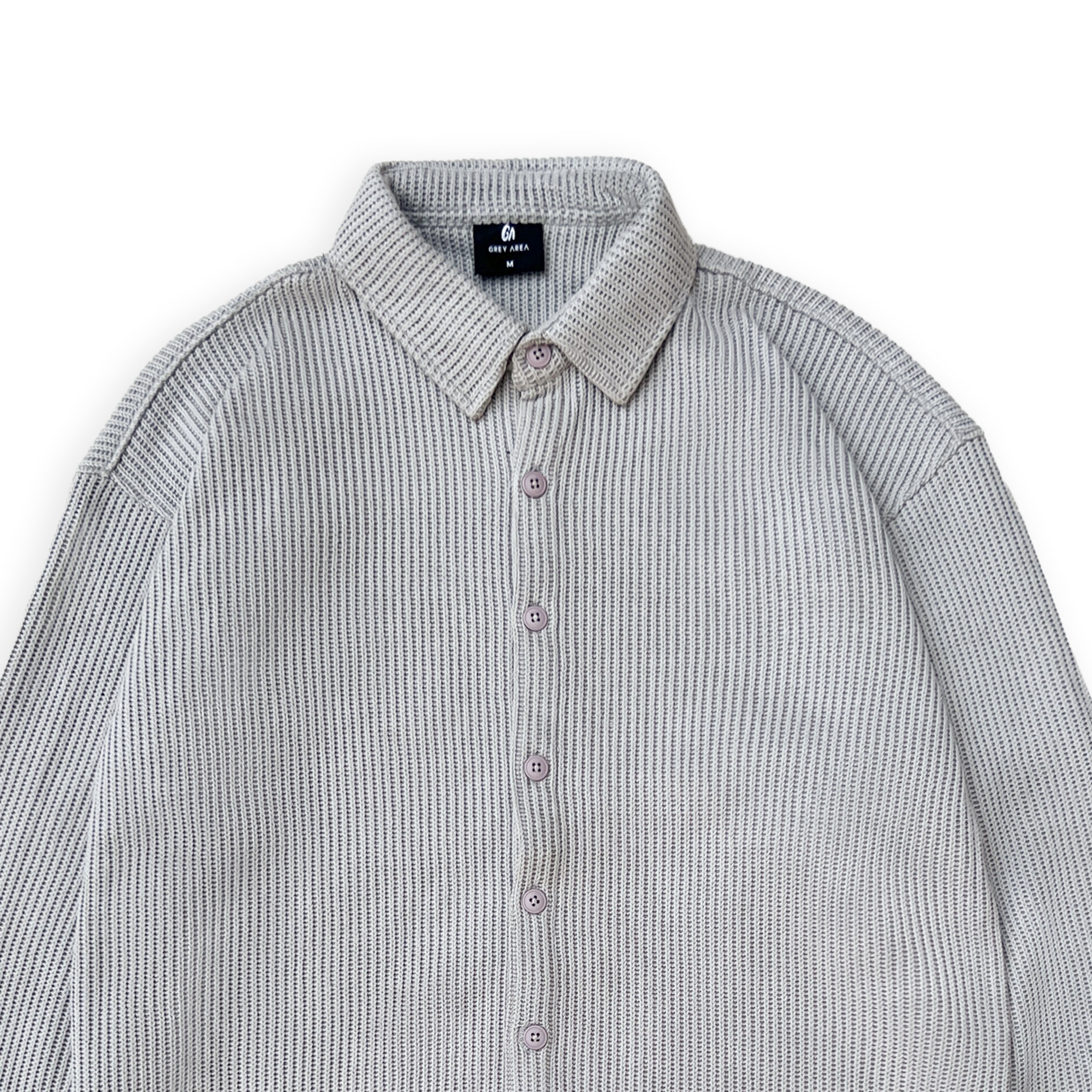 SWEATER KNIT FABRIC SHIRT(LIGHT GREY)