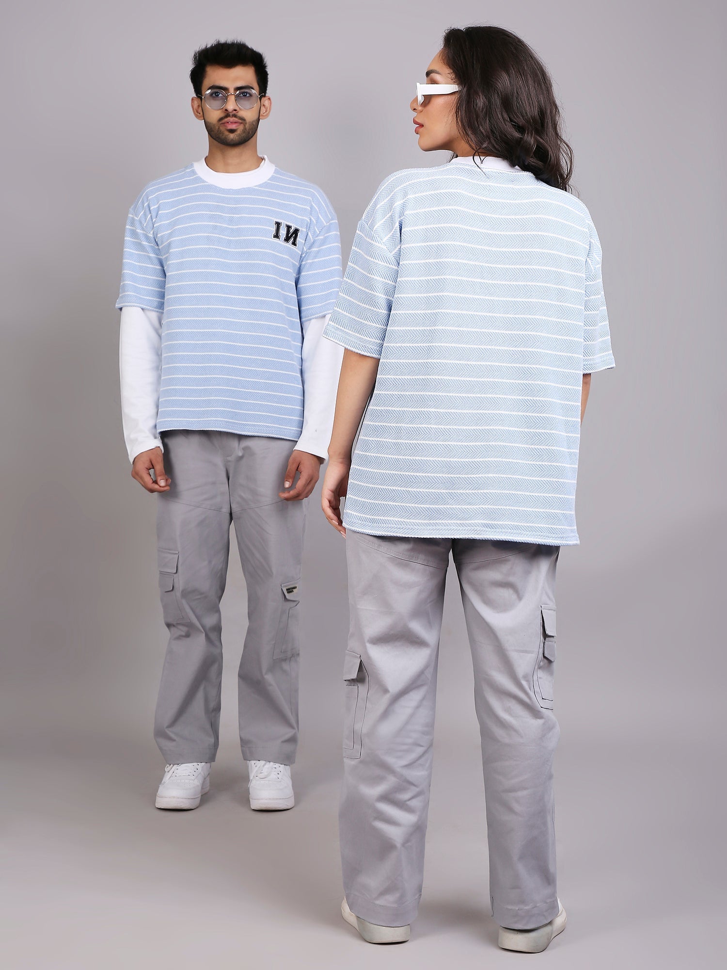 Striped Beats - Oversized T-shirt (Sky)