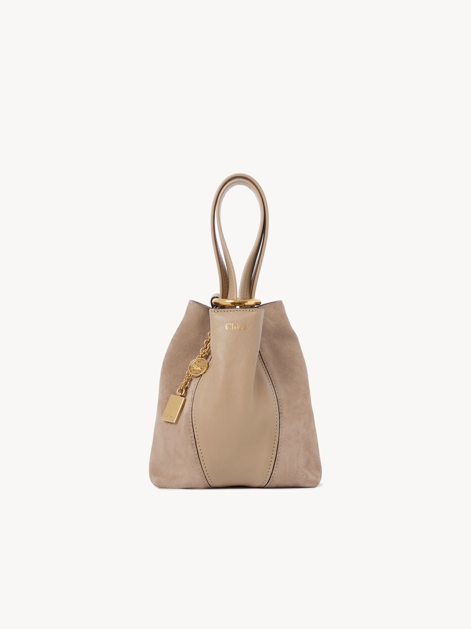 CHLOE Small Chloé Spin tote bag in grained & suede leather Boyish Brown