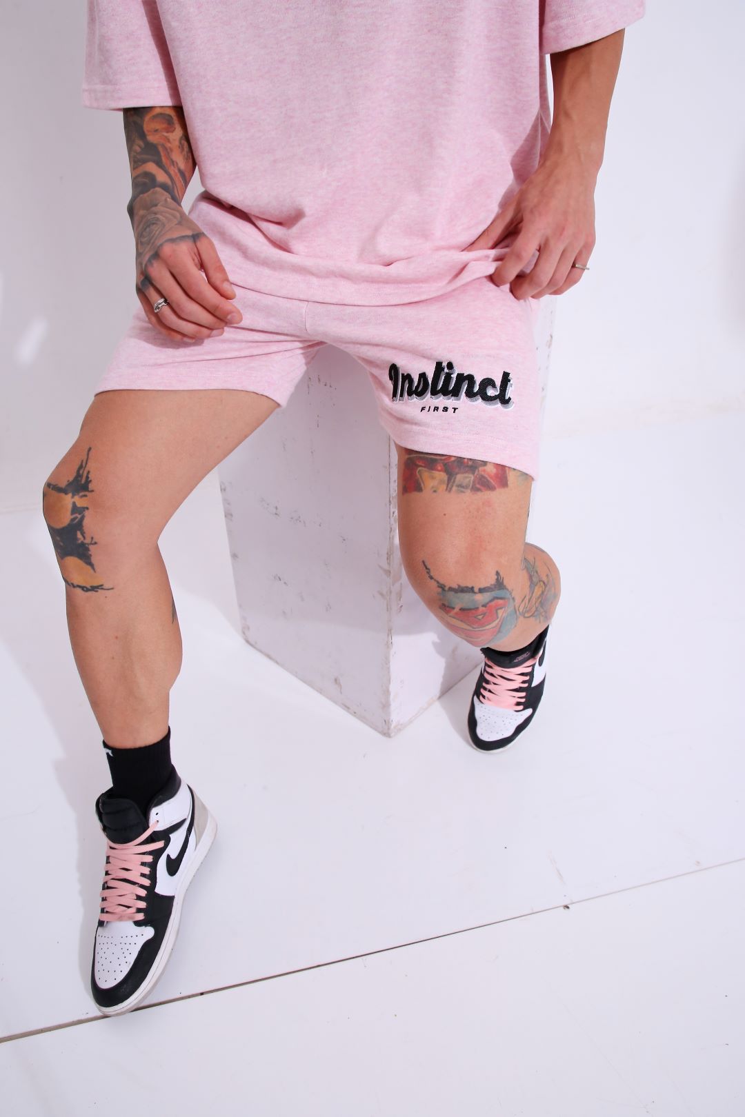 Retro Melange Pink - Oversized Shorts