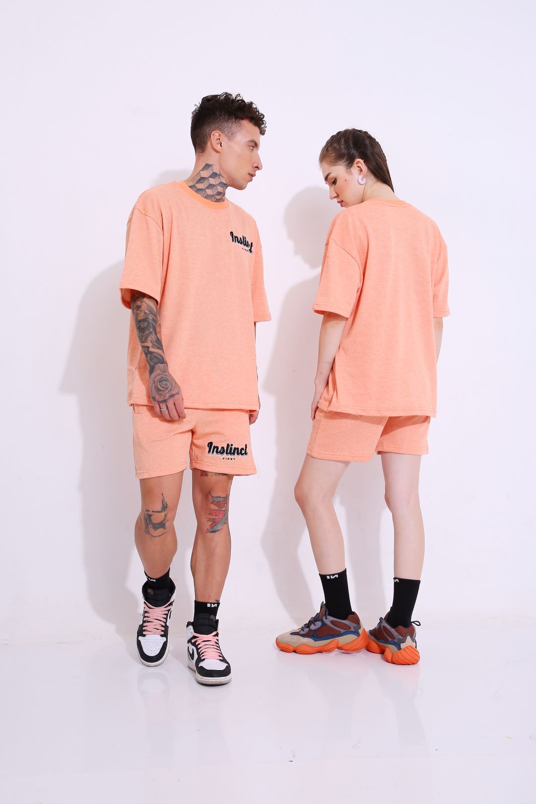 Retro Melange Orange - Oversized Shorts