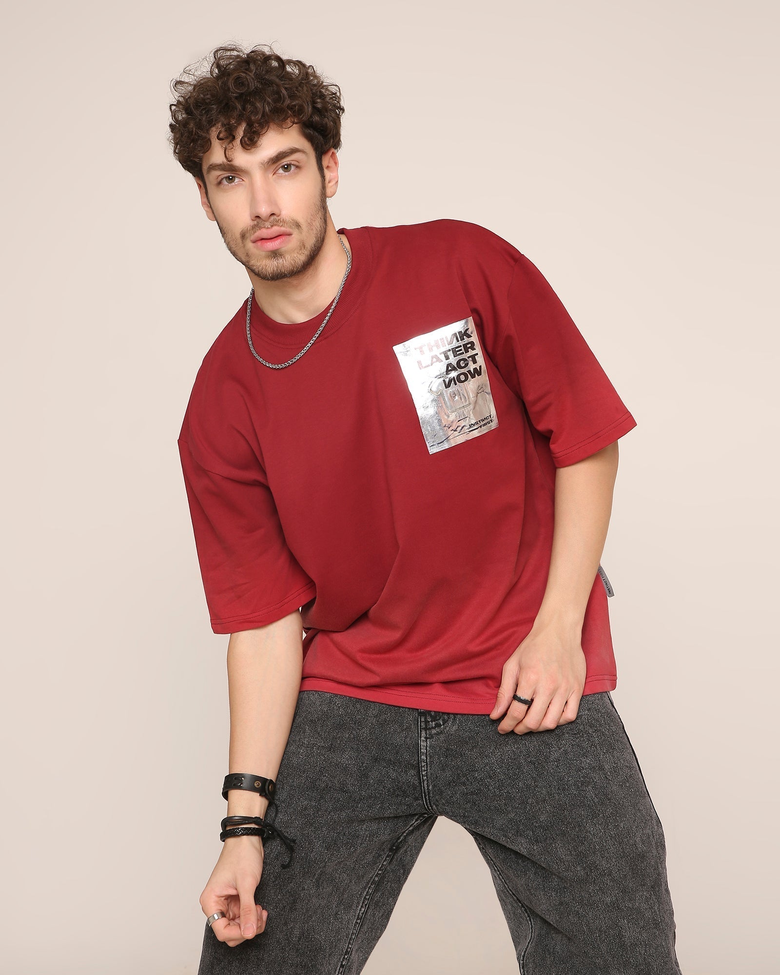 Foil - Oversized T-Shirt (Maroon)