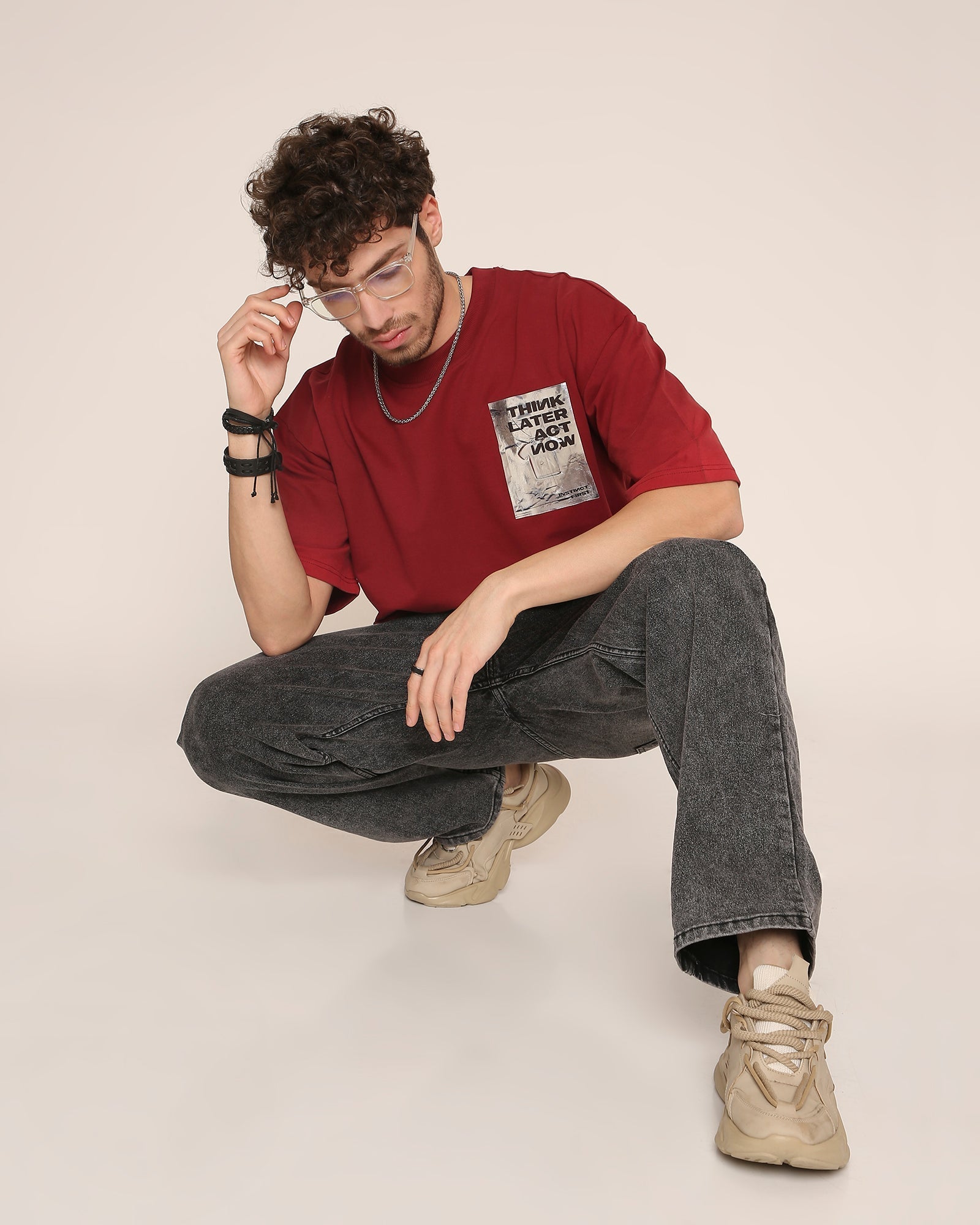 Foil - Oversized T-Shirt (Maroon)