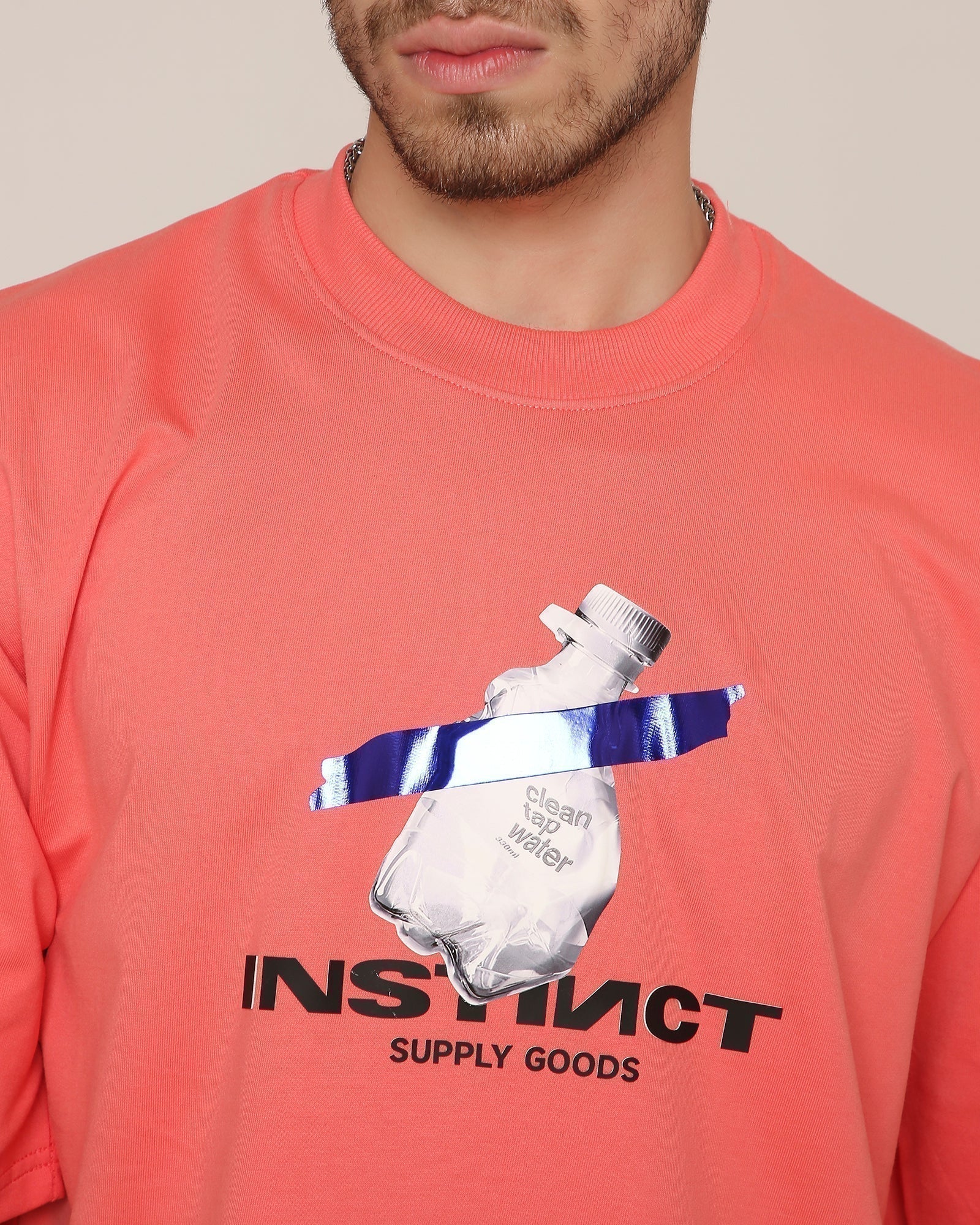 Pure Instinct- Oversized T-shirt (Coral Red)