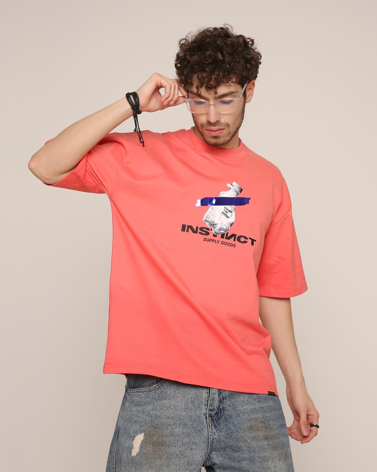 Pure Instinct- Oversized T-shirt (Coral Red)