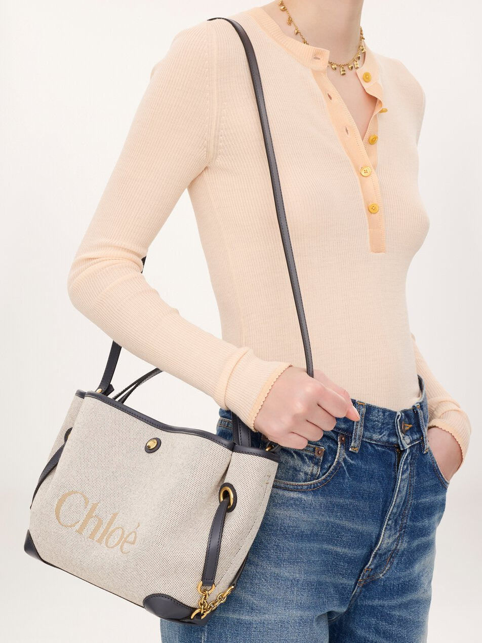 CHLOE Small Chloé Clover double carry bag in canvas Black Navy