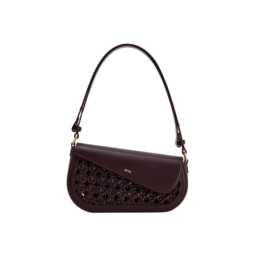 JW PEI Addisyn Cutout Woven Shoulder Bag - Burgundy