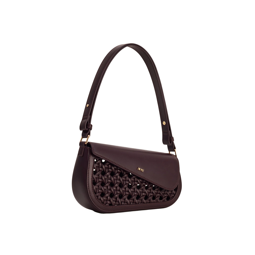 JW PEI Addisyn Cutout Woven Shoulder Bag - Burgundy