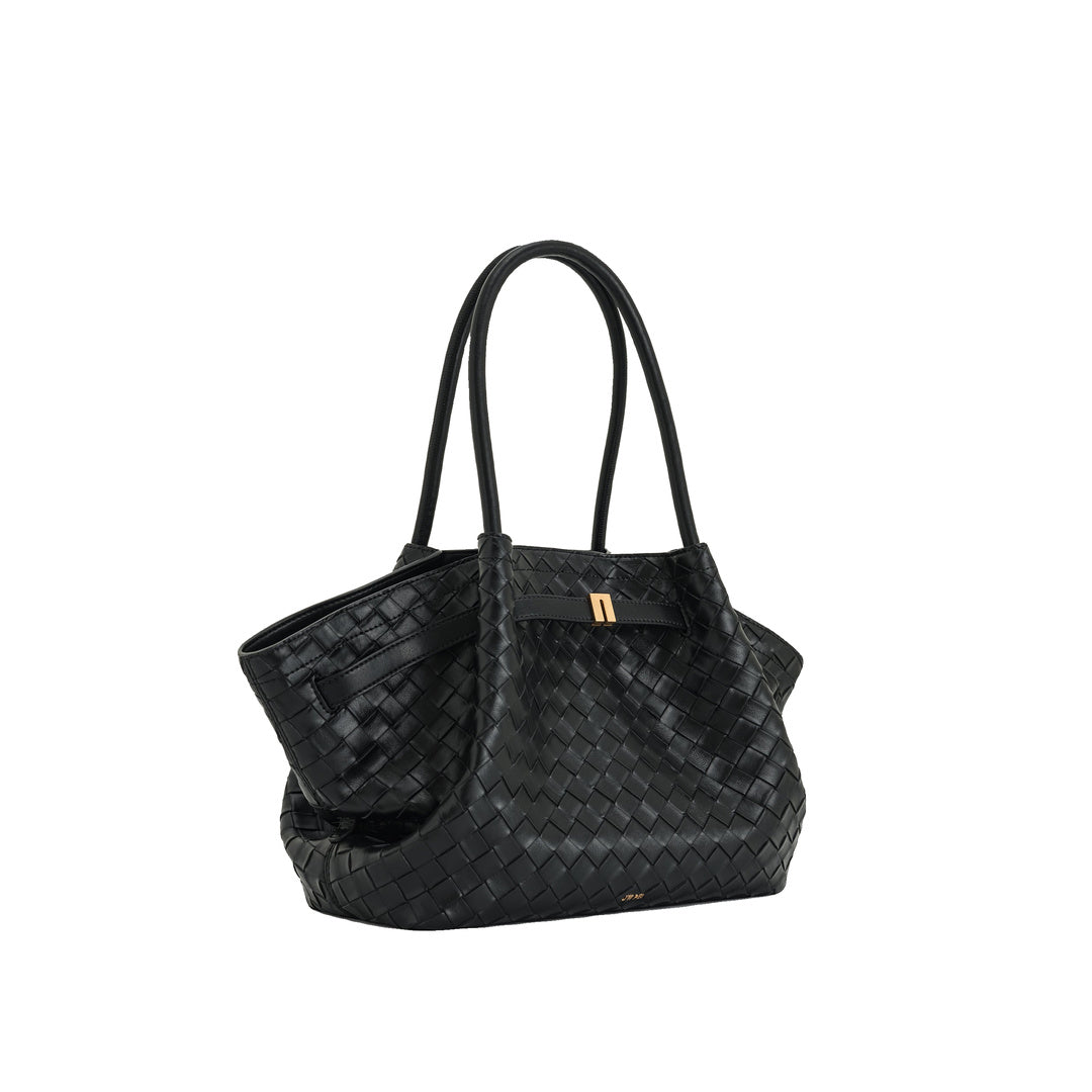 JW PEI Hana Medium Weave Texture Tote Bag - Black