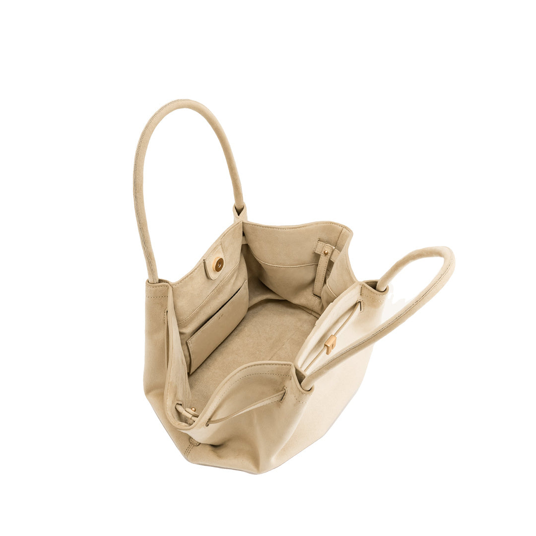 JW PEI Hana Medium Faux Suede Tote Bag - Off White