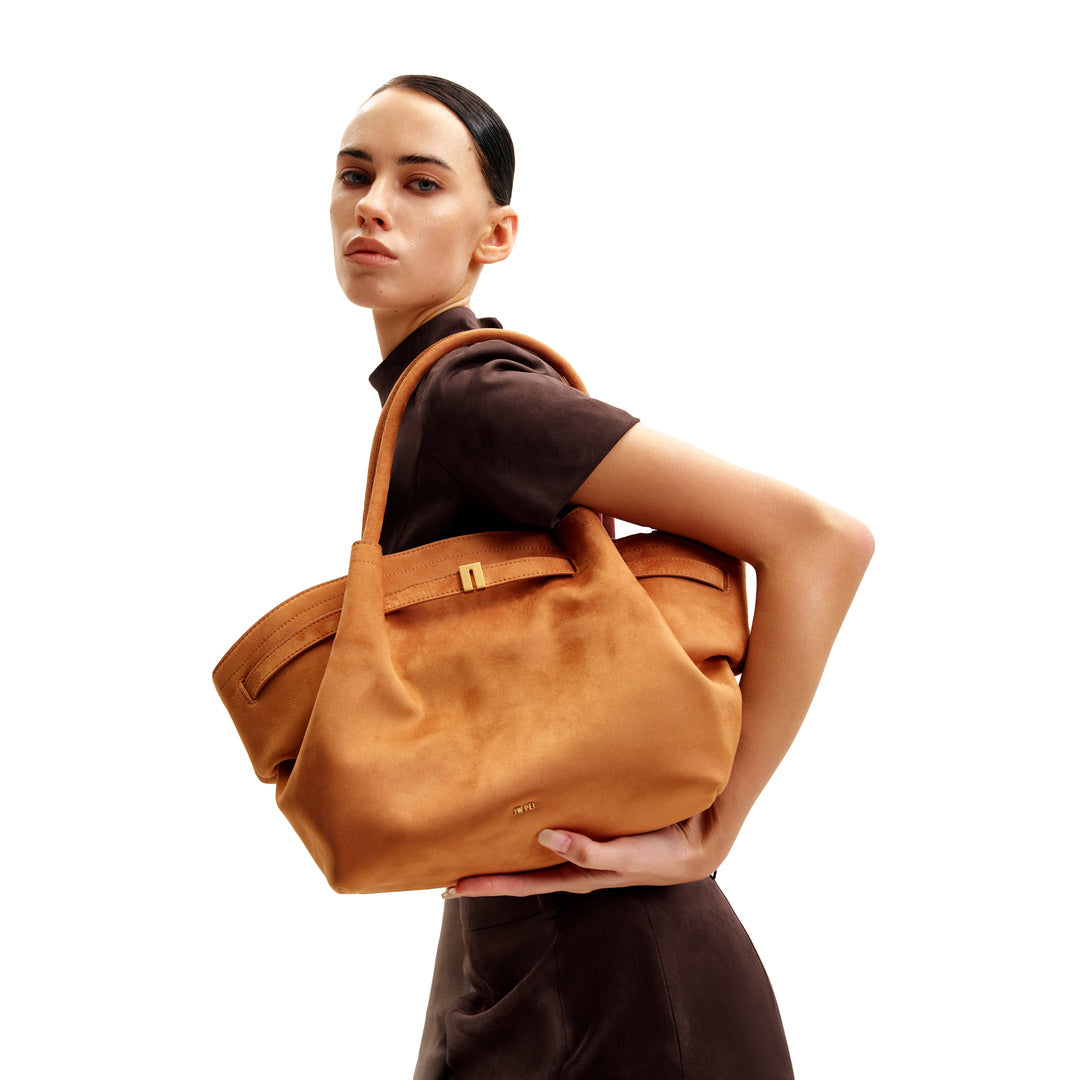 JW PEI Hana Medium Faux Suede Tote Bag - Brown