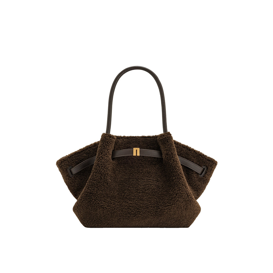 JW PEI Hana Medium Faux Fur Tote Bag - Mocha Brown