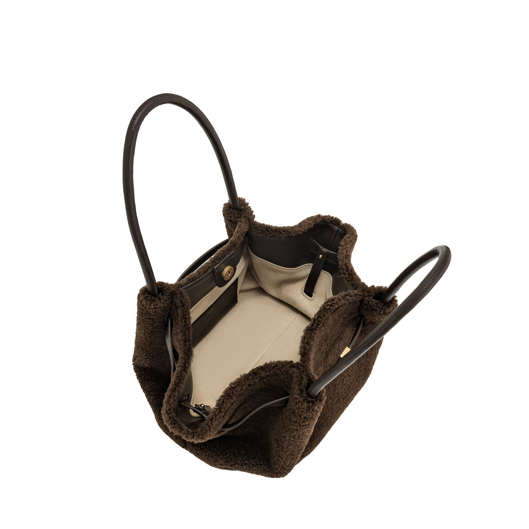 JW PEI Hana Medium Faux Fur Tote Bag - Mocha Brown