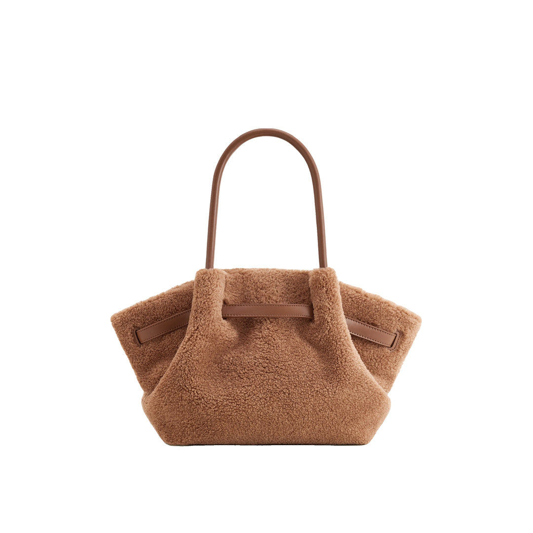 JW PEI Hana Medium Faux Fur Tote Bag - Coffee Brown