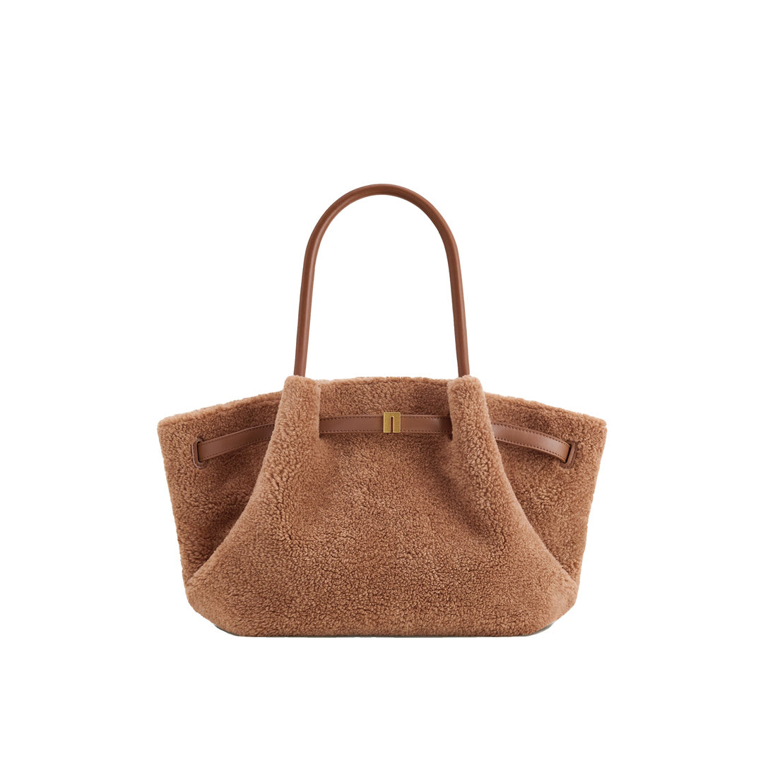 JW PEI Hana Medium Faux Fur Tote Bag - Coffee Brown