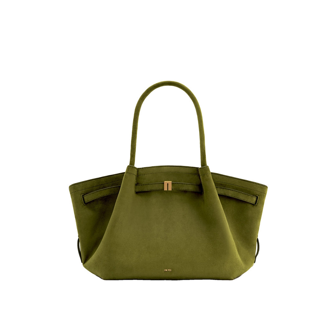 JW PEI Hana Medium Faux Suede Tote Bag - Dark Olive