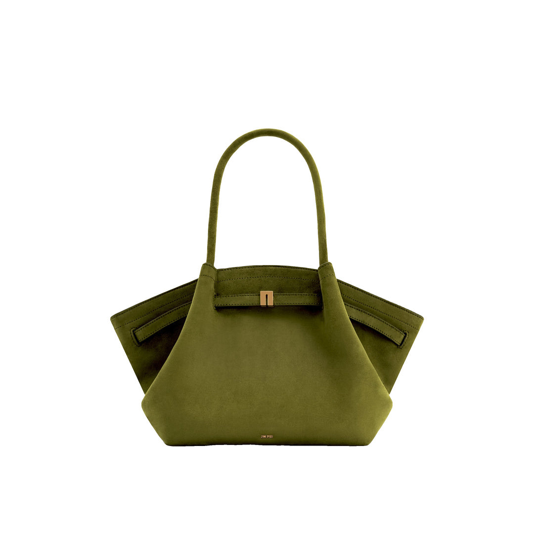 JW PEI Hana Medium Faux Suede Tote Bag - Dark Olive