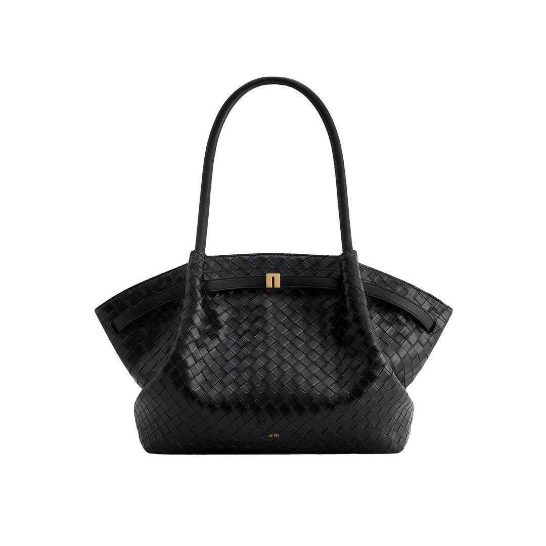 JW PEI Hana Large Weave Texture Tote Bag - Black