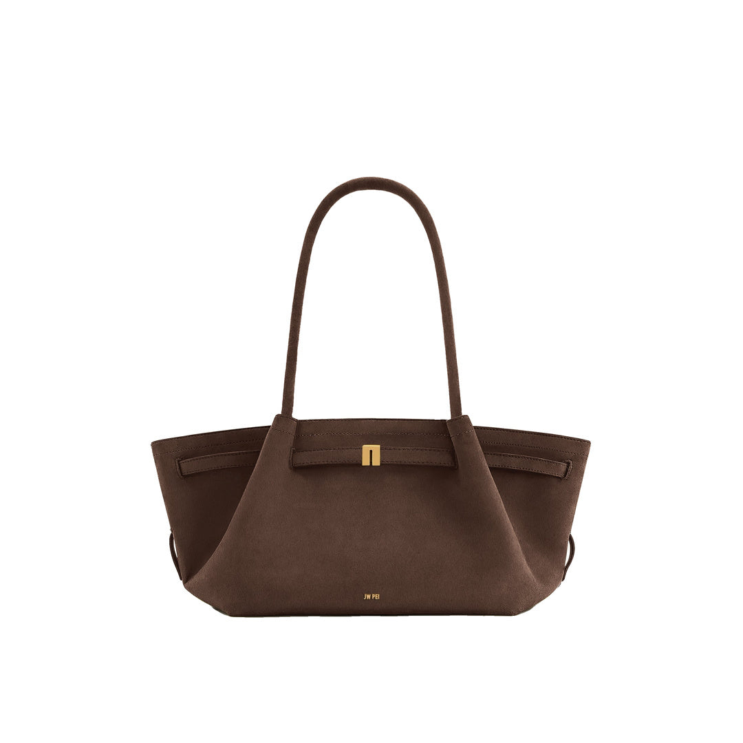 JW PEI Hana Wide Faux Suede Tote Bag - Dark Brown