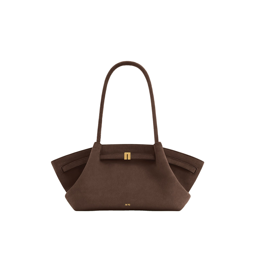 JW PEI Hana Wide Faux Suede Tote Bag - Dark Brown