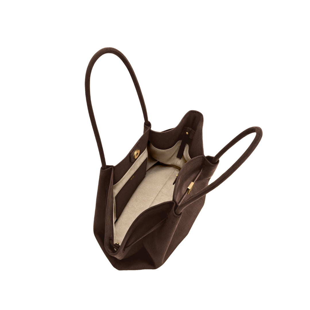 JW PEI Hana Wide Faux Suede Tote Bag - Dark Brown