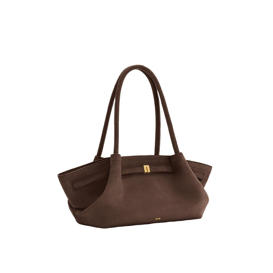 JW PEI Hana Wide Faux Suede Tote Bag - Dark Brown