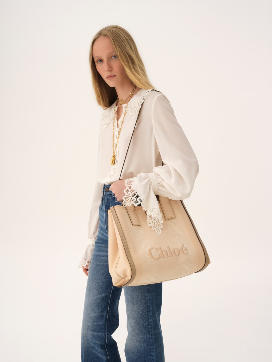 CHLOE Carry tote bag in canvas Blushy Beige